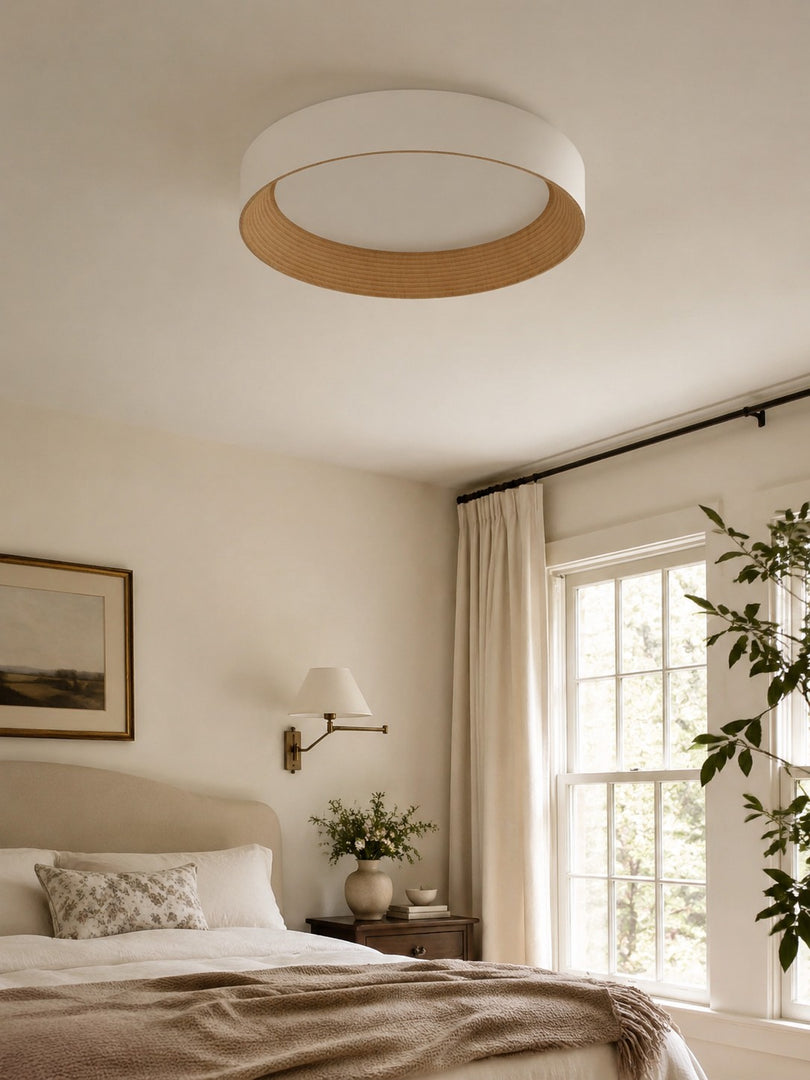 Plafonnier rond minimaliste Crelina - Luminaire fin et discret, idéal pour les chambres ou les appartements