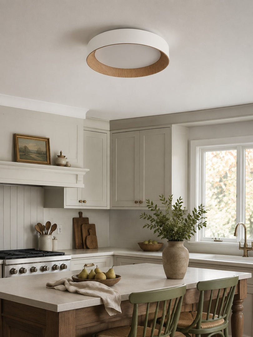 Plafonnier rond minimaliste Crelina - Luminaire fin et discret, idéal pour les chambres ou les appartements