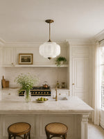 Load image into Gallery viewer, Eloise Scallop Vintage Milk Glass Semi Flush Mount Pendant Light