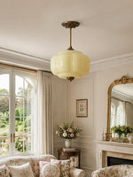 Load image into Gallery viewer, Eloise Scallop Vintage Milk Glass Semi Flush Mount Pendant Light