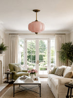 Load image into Gallery viewer, Eloise Scallop Vintage Milk Glass Semi Flush Mount Pendant Light