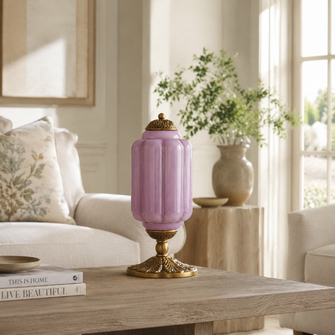 Eloise Scallop Glass Shade Vintage-Inspired Table Lamp for Bedroom and Living Room Accent Lighting