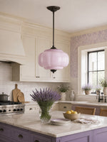 Load image into Gallery viewer, Eloise Scallop Vintage Milk Glass Semi Flush Mount Pendant Light