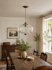 Eloise Scallop Vintage Milk Glass Semi Flush Mount Pendant Light