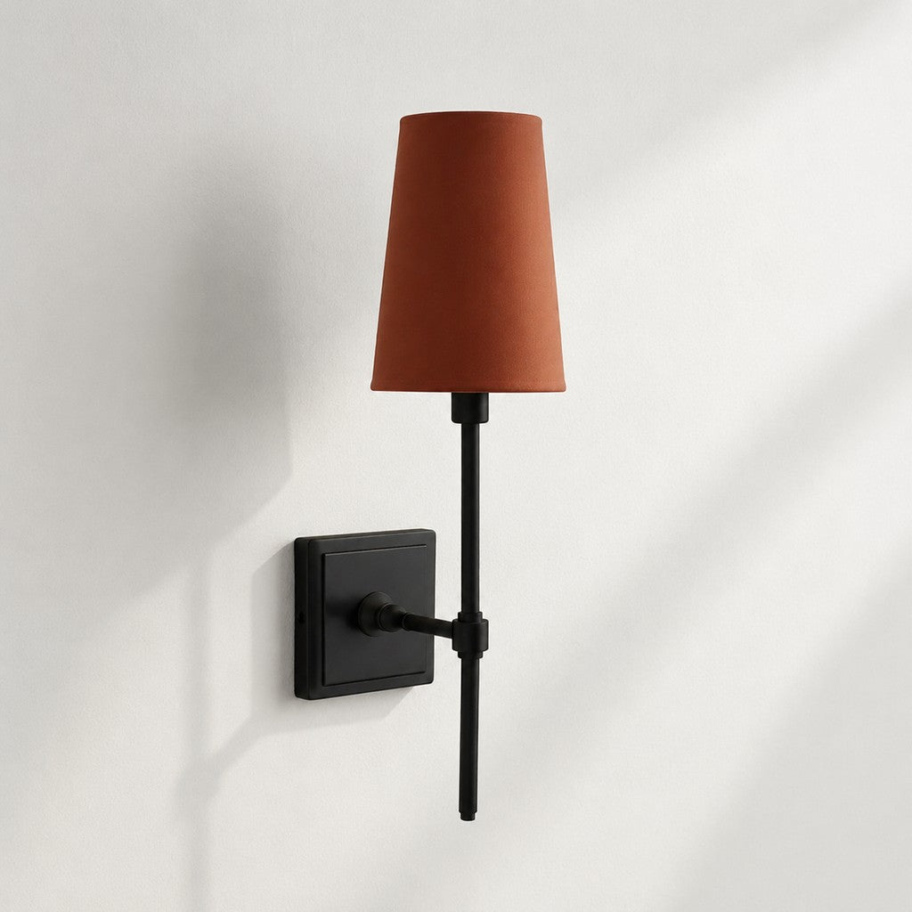 Rowan Wandleuchte mit Leinenschirm – Retro-Metallwandleuchte für Schlafzimmer und Flur