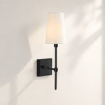 Load image into Gallery viewer, Rowan Linen Shade Wall Lamp – Retro Metal Wall Light for Bedroom &amp; Hallway