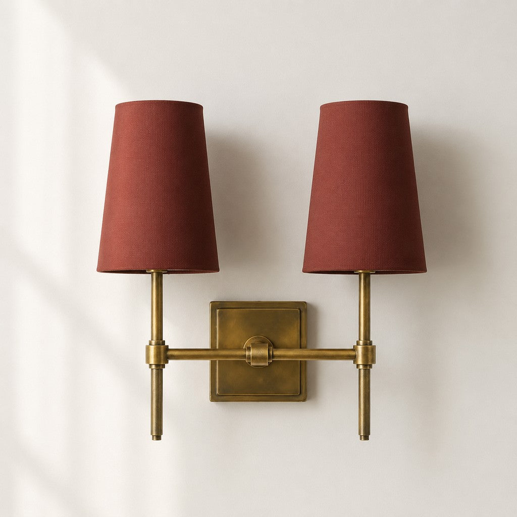 Rowan Wandleuchte mit Leinenschirm – Retro-Metallwandleuchte für Schlafzimmer und Flur