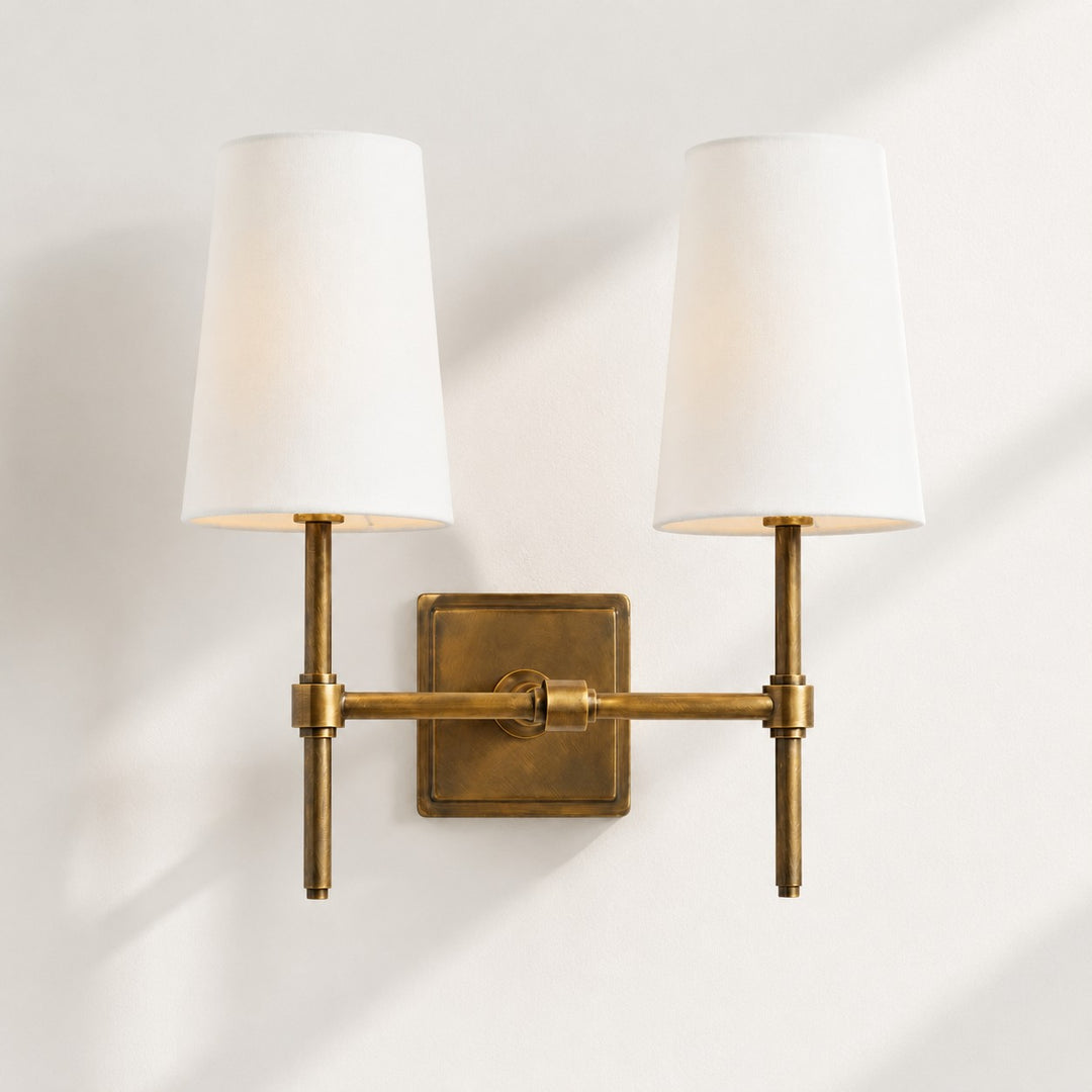 Rowan Linen Shade Wall Lamp – Retro Metal Wall Light for Bedroom & Hallway