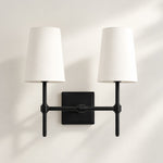 Load image into Gallery viewer, Rowan Linen Shade Wall Lamp – Retro Metal Wall Light for Bedroom &amp; Hallway