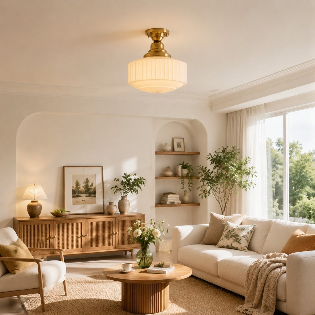 Opalume Glass Pendant Light – Vintage Milchglas Pendelleuchte mit Art Deco Stil