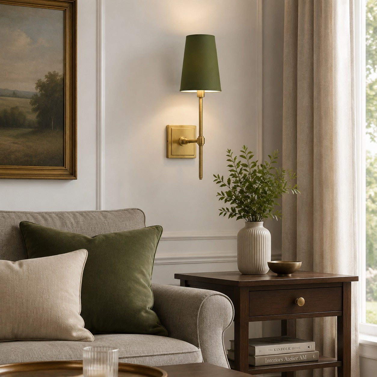 Rowan Wandleuchte mit Leinenschirm – Retro-Metallwandleuchte für Schlafzimmer und Flur