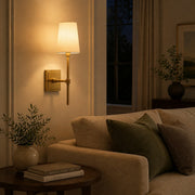 Applique Rowan avec abat-jour en lin – Lampe murale rétro en métal pour chambre et couloir
