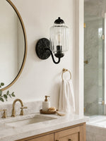 Load image into Gallery viewer, Eloise Vintage Scalloped Milk Glass Wall Sconce - Modern Accent Lighting for Bathroom and Bedroom
