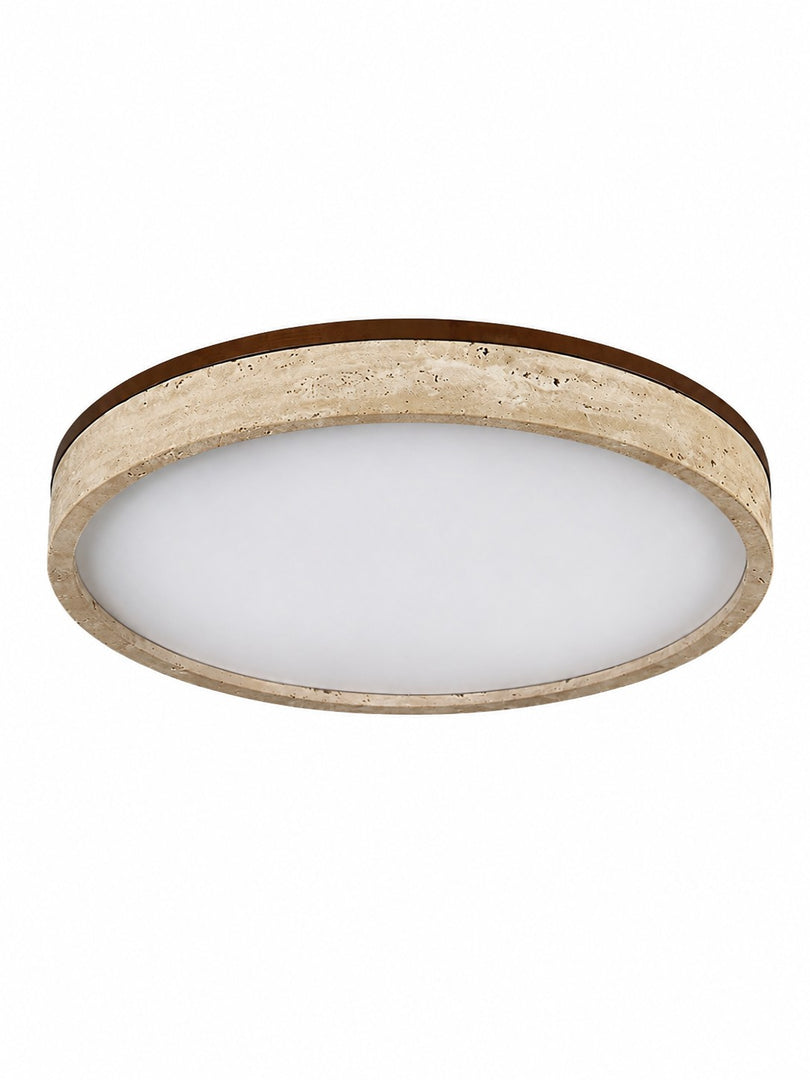 Travira Sculptural Travertine Ceiling Fixture - Soft Ambient Light for Bedroom Living Room or Entryway