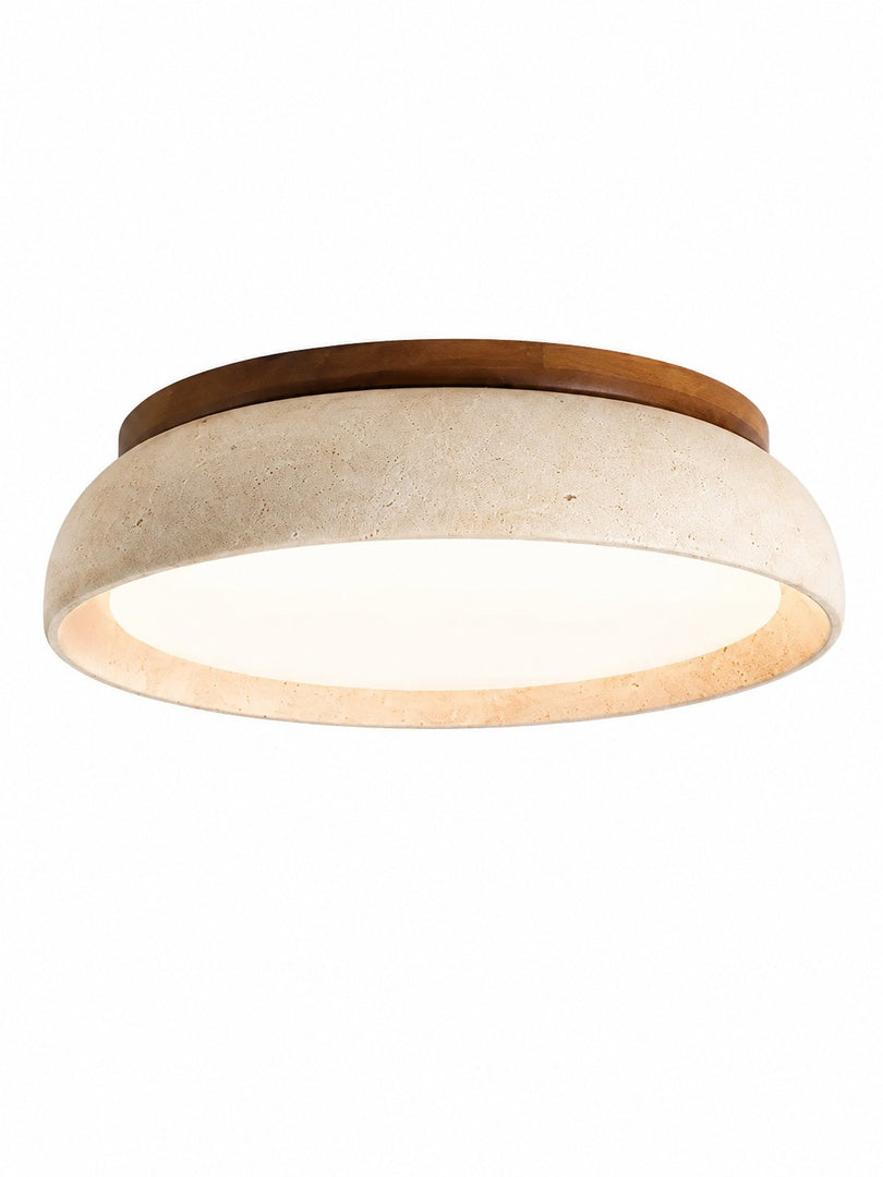 Travira Sculptural Travertine Ceiling Fixture - Soft Ambient Light for Bedroom Living Room or Entryway