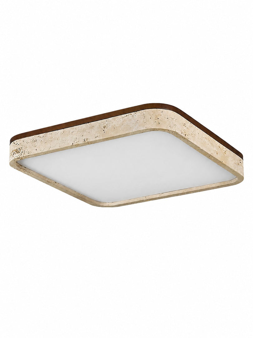 Travira Sculptural Travertine Ceiling Fixture - Soft Ambient Light for Bedroom Living Room or Entryway