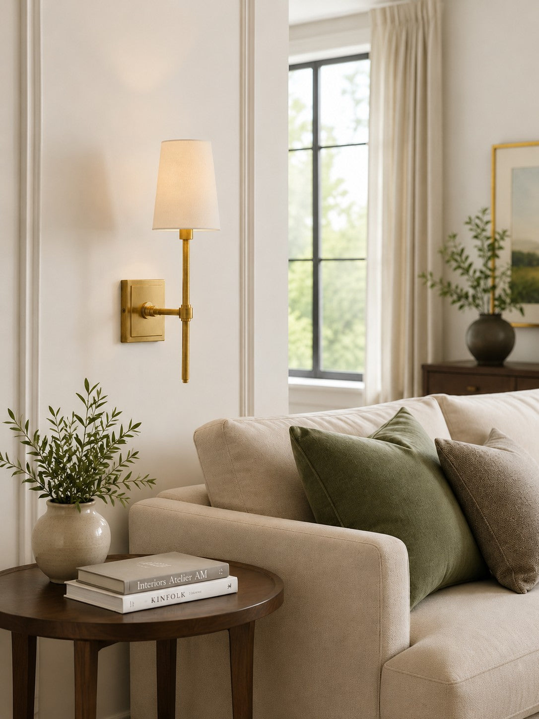 Rowan Wandleuchte mit Leinenschirm – Retro-Metallwandleuchte für Schlafzimmer und Flur