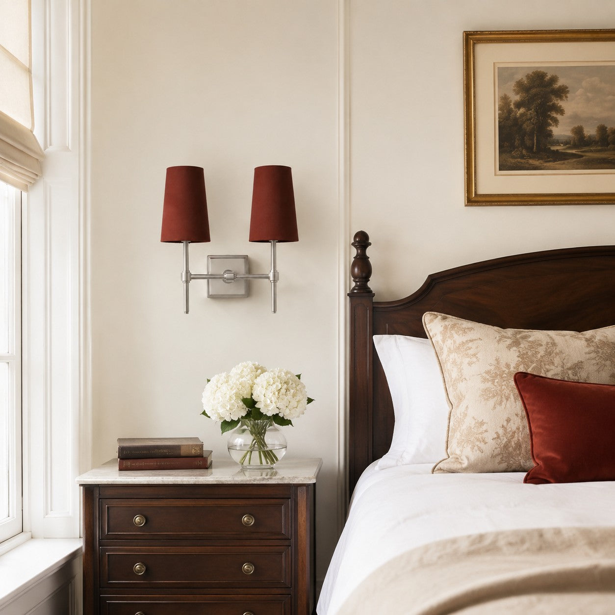 Rowan Wandleuchte mit Leinenschirm – Retro-Metallwandleuchte für Schlafzimmer und Flur