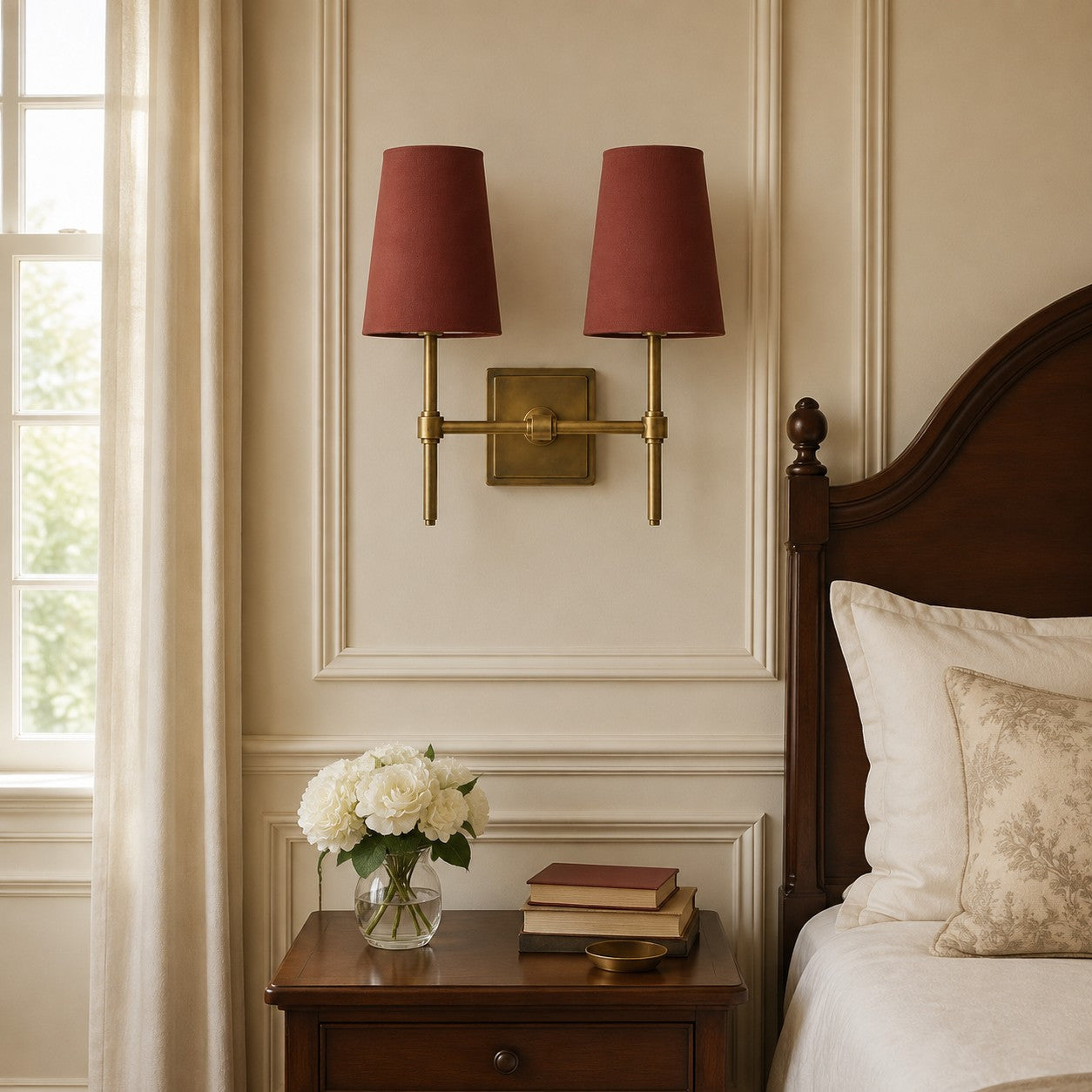 Rowan Wandleuchte mit Leinenschirm – Retro-Metallwandleuchte für Schlafzimmer und Flur