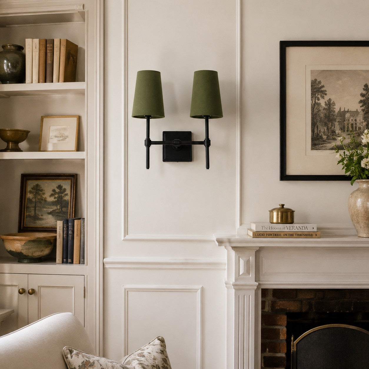 Rowan Wandleuchte mit Leinenschirm – Retro-Metallwandleuchte für Schlafzimmer und Flur