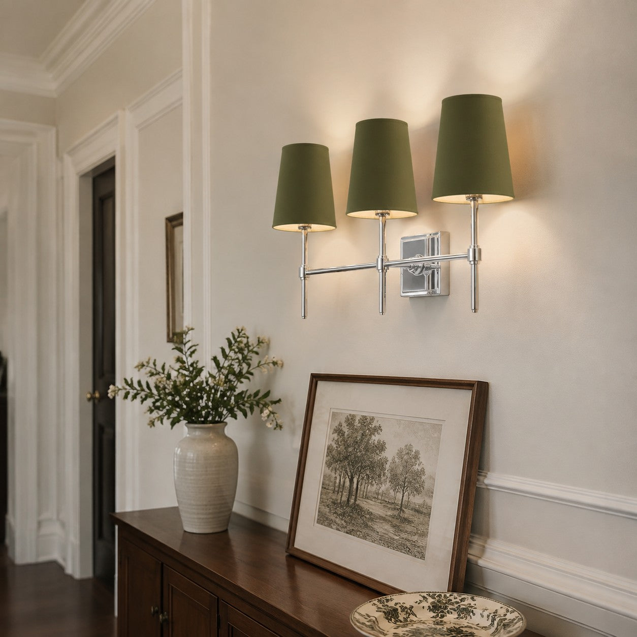 Rowan Wandleuchte mit Leinenschirm – Retro-Metallwandleuchte für Schlafzimmer und Flur