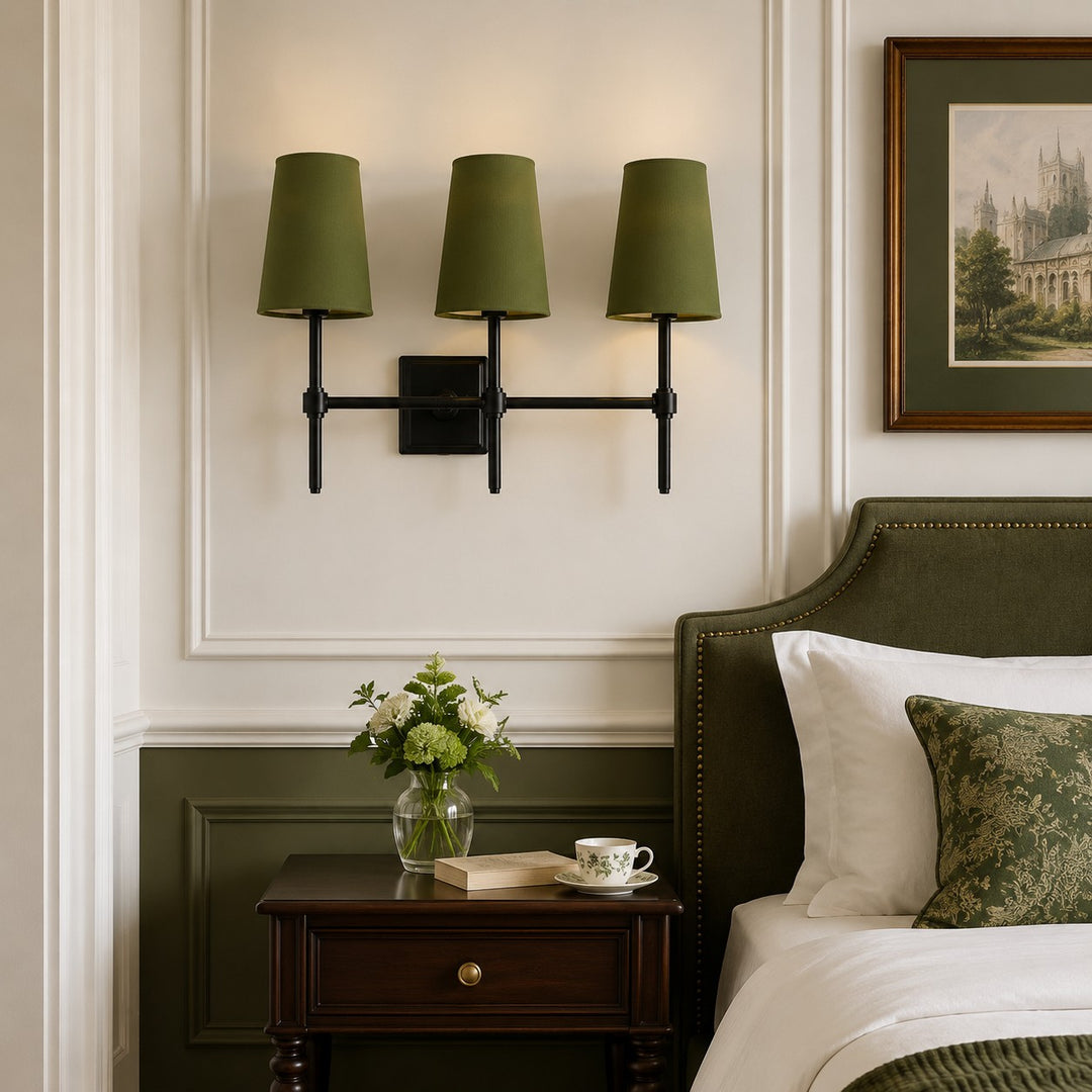 Rowan Linen Shade Wall Lamp – Retro Metal Wall Light for Bedroom & Hallway