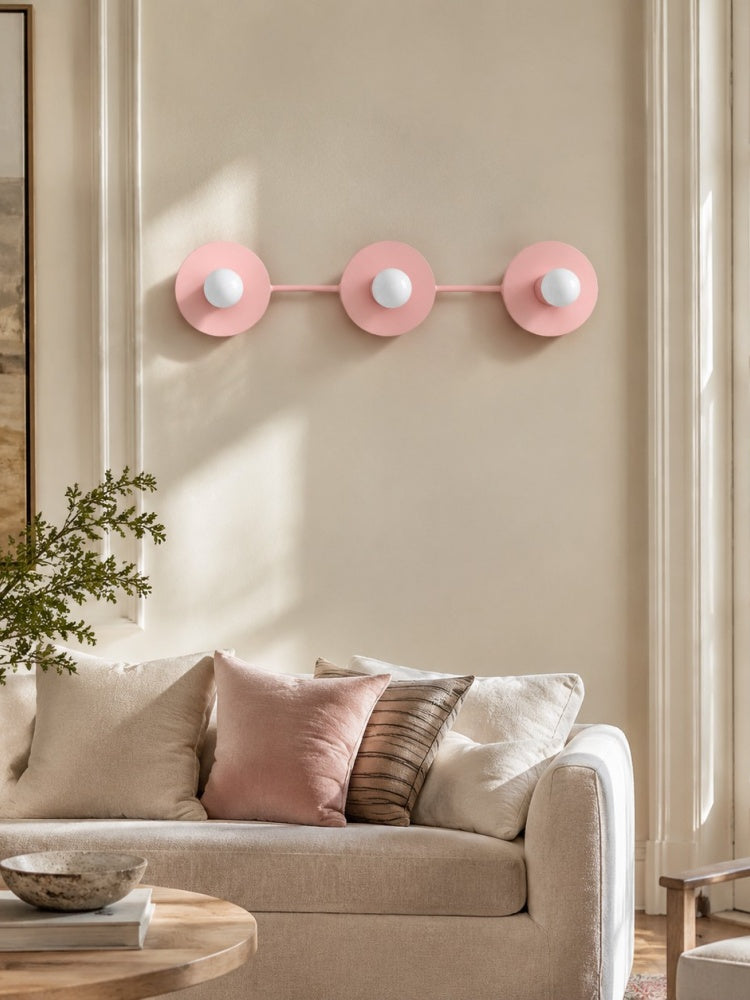 Aplique de pared minimalista de 3 luces para tocador – Lámpara de baño con disco metálico redondo para espejo