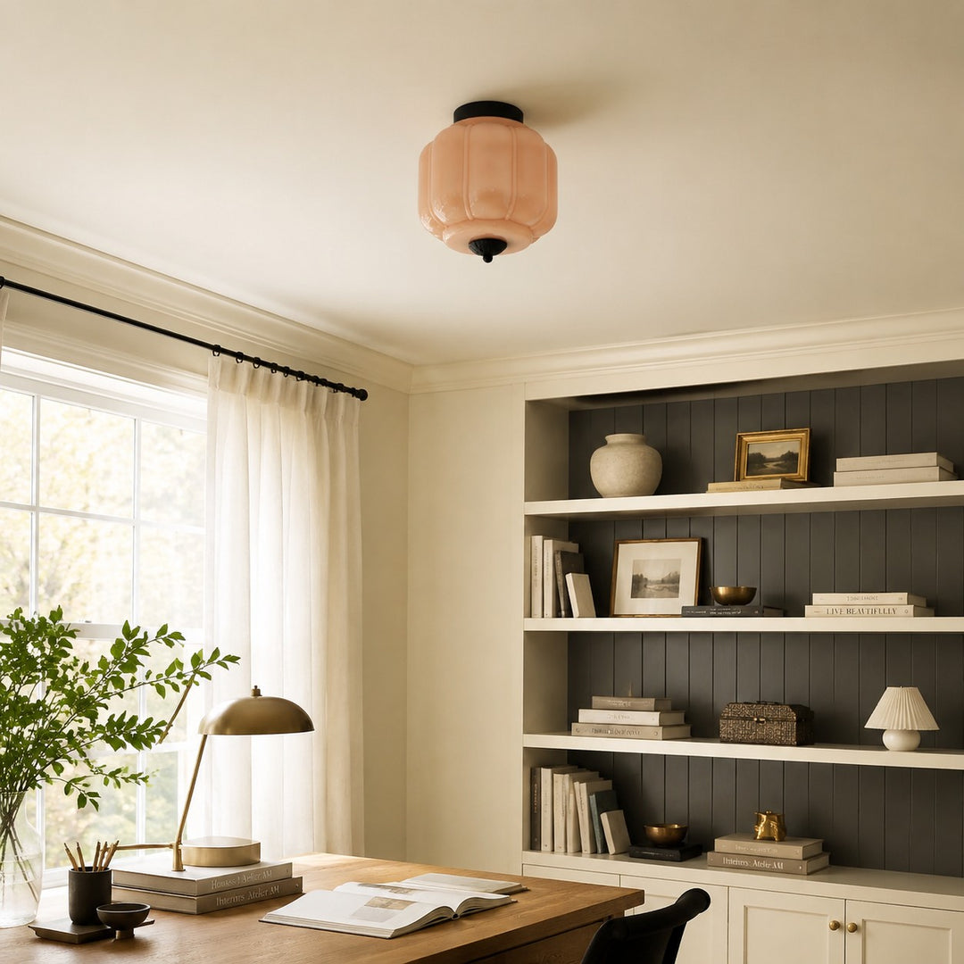 Eloise Flush Mount Milk Glass Ceiling Light – Modern Accent Lighting with Artistic Glass Shade