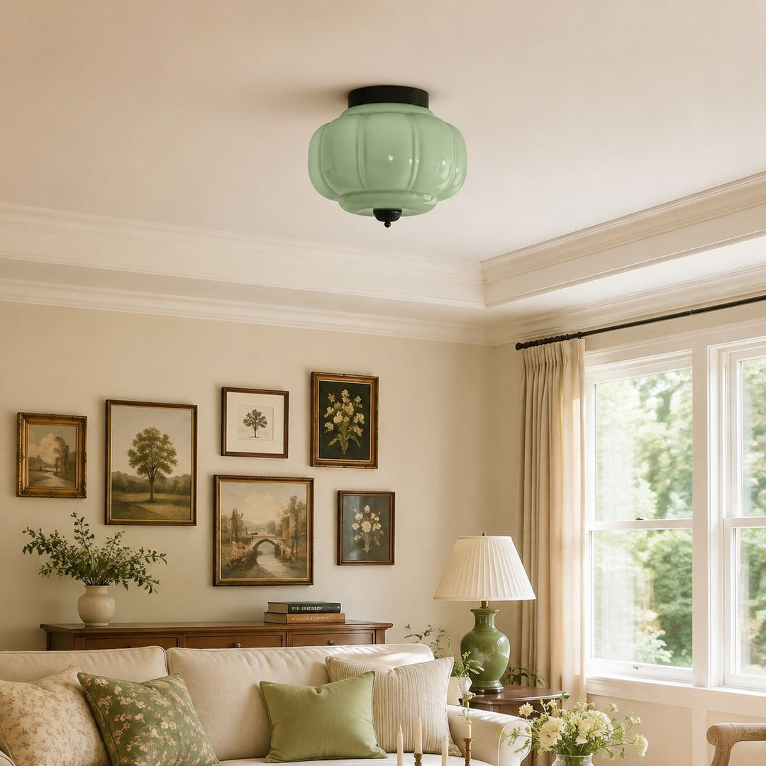 Eloise Flush Mount Milk Glass Ceiling Light – Modern Accent Lighting with Artistic Glass Shade
