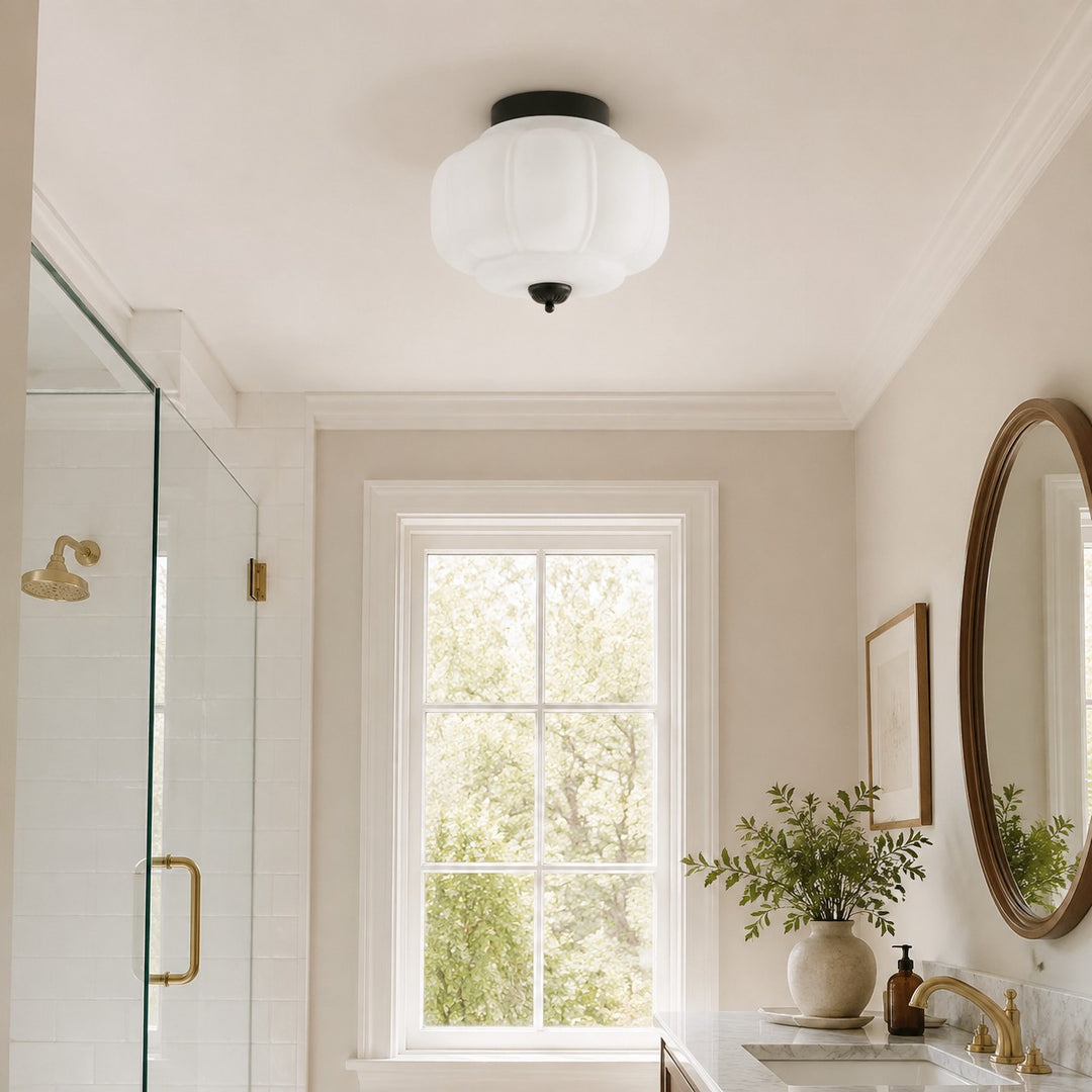 Eloise Flush Mount Milk Glass Ceiling Light – Modern Accent Lighting with Artistic Glass Shade