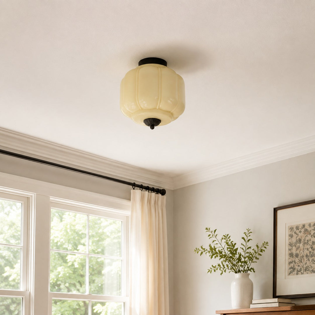 Eloise Flush Mount Milk Glass Ceiling Light – Modern Accent Lighting with Artistic Glass Shade