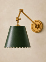 Load image into Gallery viewer, Foldray Scalloped Leather Drum Shade Wall Sconce – Modern Rustic Wall Light for Bedroom