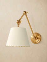 Load image into Gallery viewer, Foldray Scalloped Leather Drum Shade Wall Sconce – Modern Rustic Wall Light for Bedroom