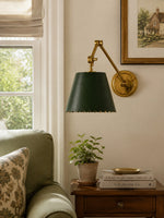 Load image into Gallery viewer, Foldray Scalloped Leather Drum Shade Wall Sconce – Modern Rustic Wall Light for Bedroom
