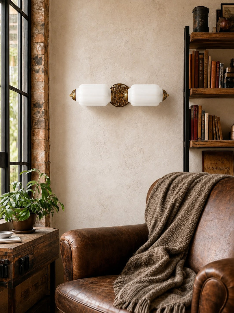 Eloise Vintage Scalloped Milk Glass Wall Sconce - Modern Accent Lighting for Bathroom and Bedroom