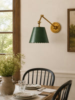 Load image into Gallery viewer, Foldray Scalloped Leather Drum Shade Wall Sconce – Modern Rustic Wall Light for Bedroom