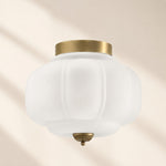Load image into Gallery viewer, Eloise Flush Mount Milk Glass Ceiling Light – Modern Accent Lighting with Artistic Glass Shade