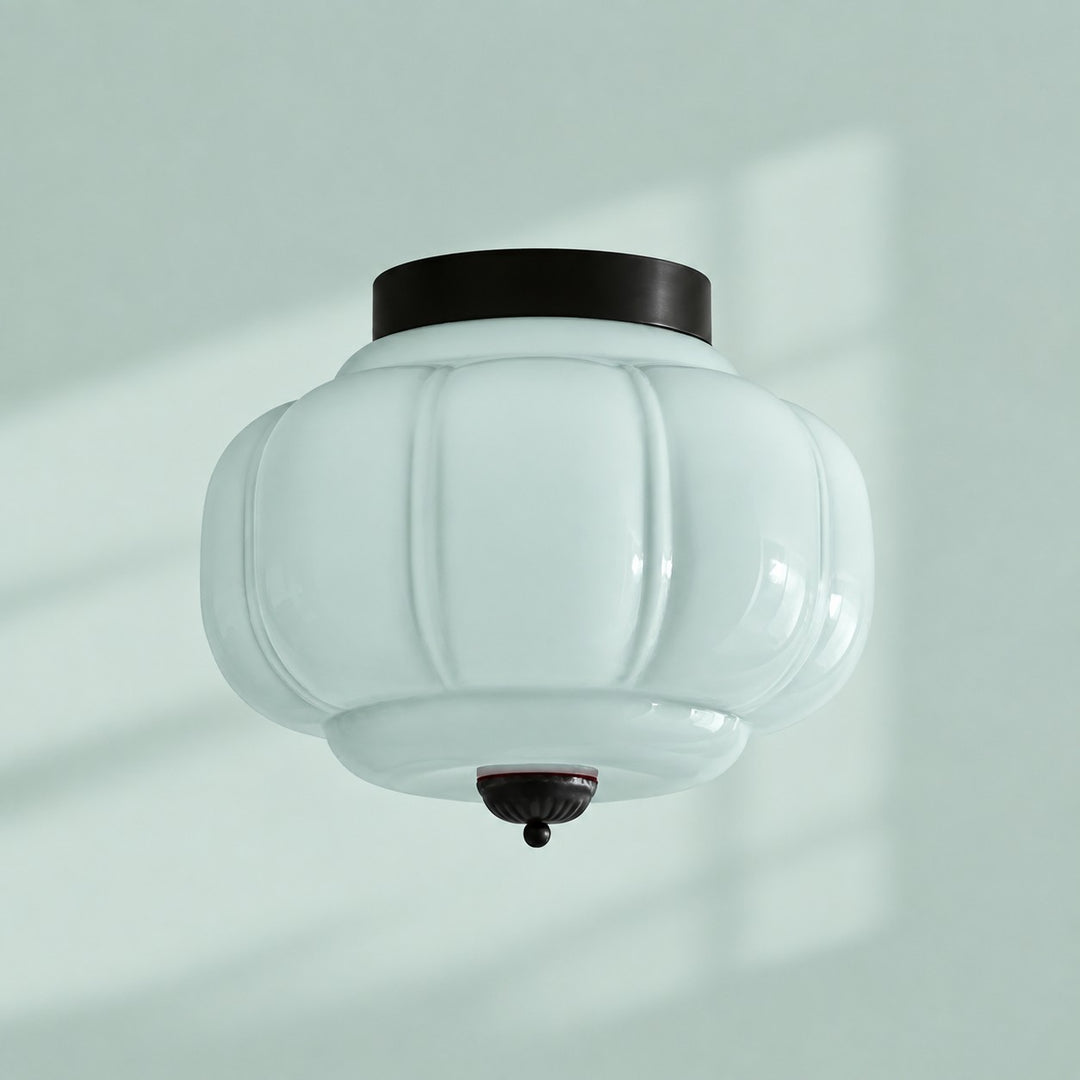 Eloise Flush Mount Milk Glass Ceiling Light – Modern Accent Lighting with Artistic Glass Shade