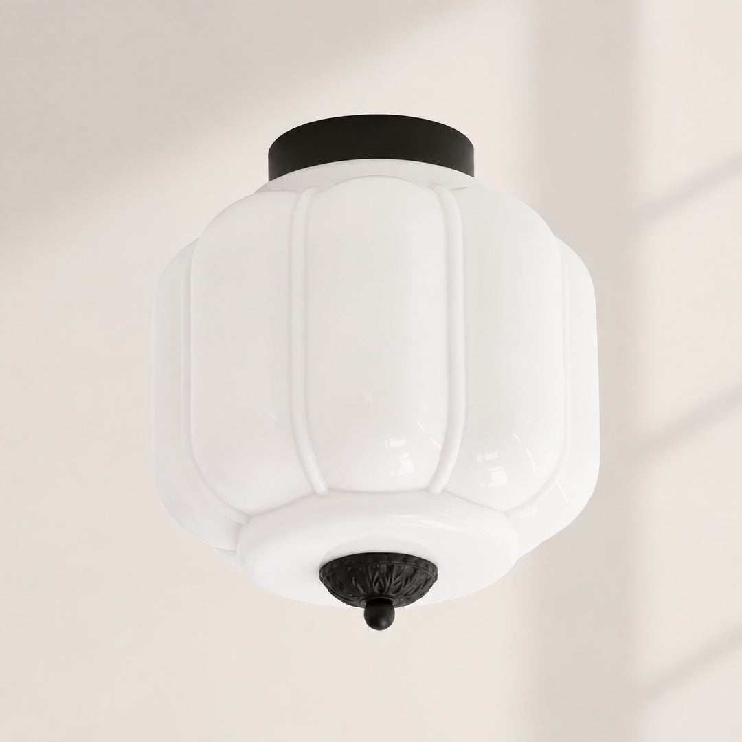 Eloise Flush Mount Milk Glass Ceiling Light – Modern Accent Lighting with Artistic Glass Shade