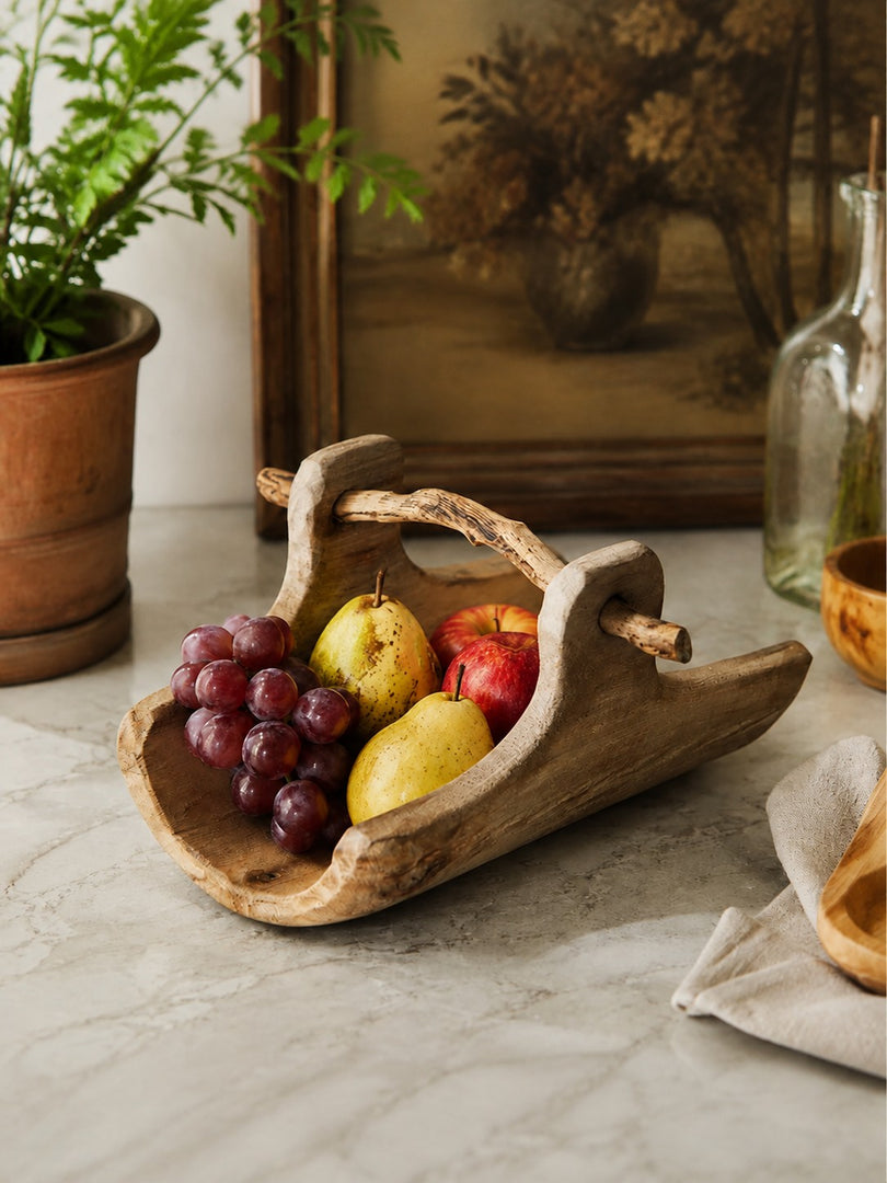 Handcrafted Willow Wood Carry Tray