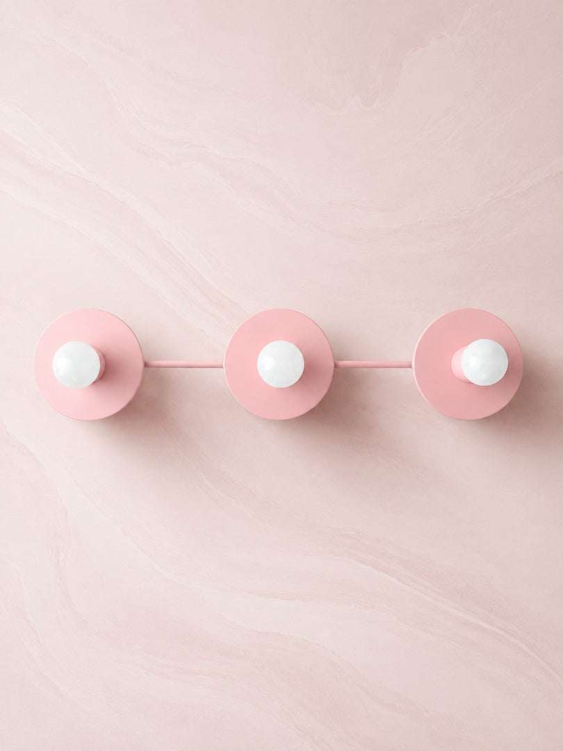 Aplique de pared minimalista de 3 luces para tocador – Lámpara de baño con disco metálico redondo para espejo