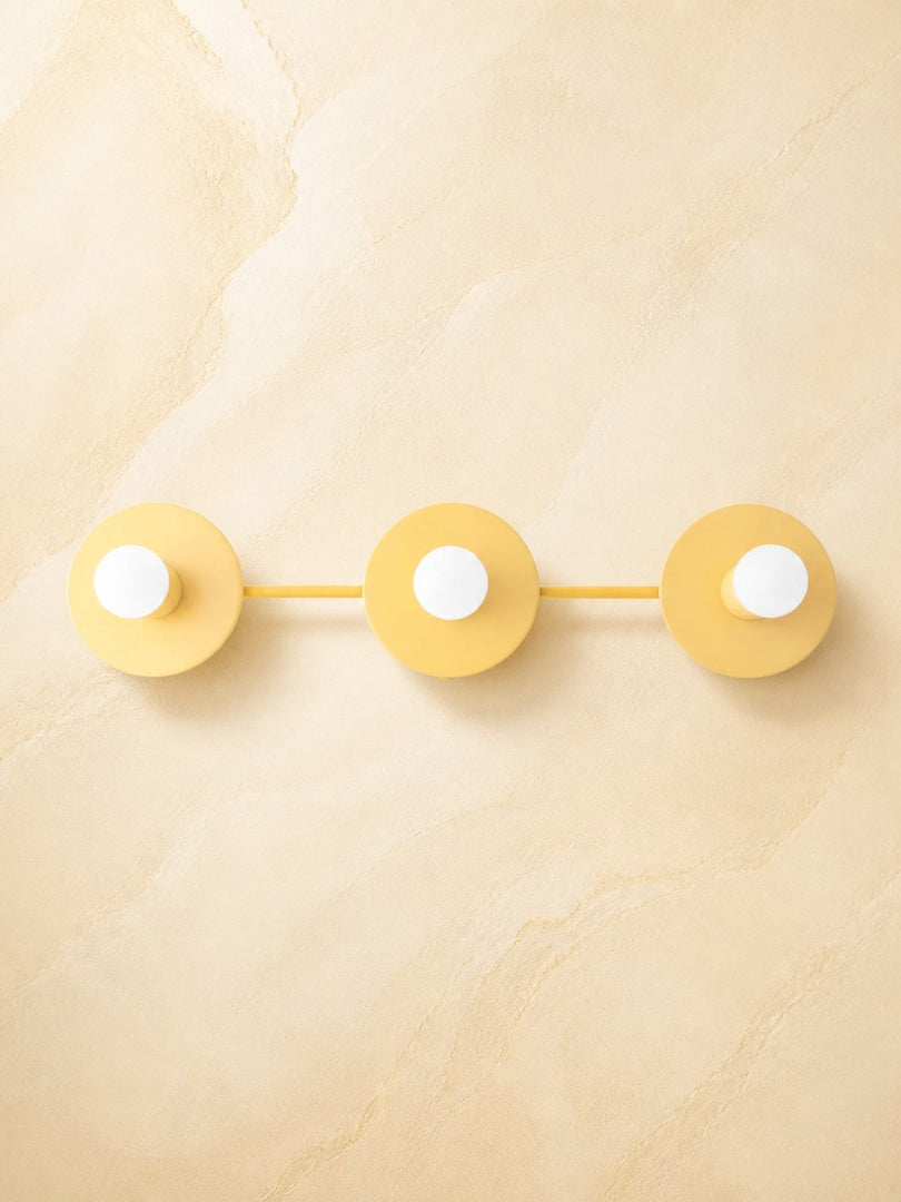 Aplique de pared minimalista de 3 luces para tocador – Lámpara de baño con disco metálico redondo para espejo
