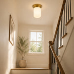 Load image into Gallery viewer, Rivora Textured Ribbed Glass Flush Ceiling Light — Elegant Low-Profile Fixture for Entryways
