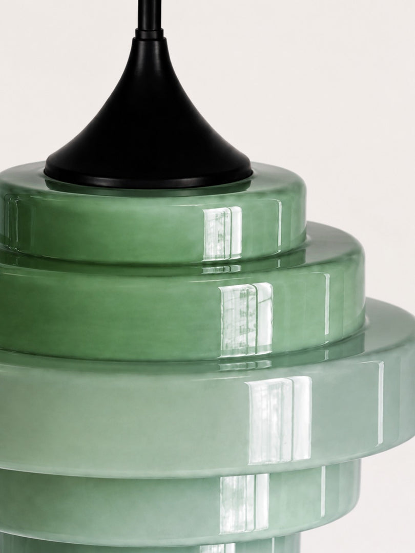 Sanenos Gradient Glass Pendant Light - Retro Geometric Design with Adjustable Downrod