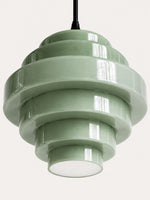 Load image into Gallery viewer, Sanenos Gradient Glass Pendant Light - Retro Geometric Design with Adjustable Downrod