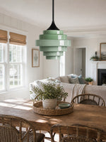 Load image into Gallery viewer, Sanenos Gradient Glass Pendant Light - Retro Geometric Design with Adjustable Downrod