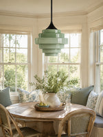 Load image into Gallery viewer, Sanenos Gradient Glass Pendant Light - Retro Geometric Design with Adjustable Downrod