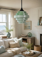 Load image into Gallery viewer, Sanenos Gradient Glass Pendant Light - Retro Geometric Design with Adjustable Downrod