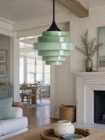 Load image into Gallery viewer, Sanenos Gradient Glass Pendant Light - Retro Geometric Design with Adjustable Downrod