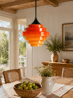 Load image into Gallery viewer, Sanenos Gradient Glass Pendant Light - Retro Geometric Design with Adjustable Downrod
